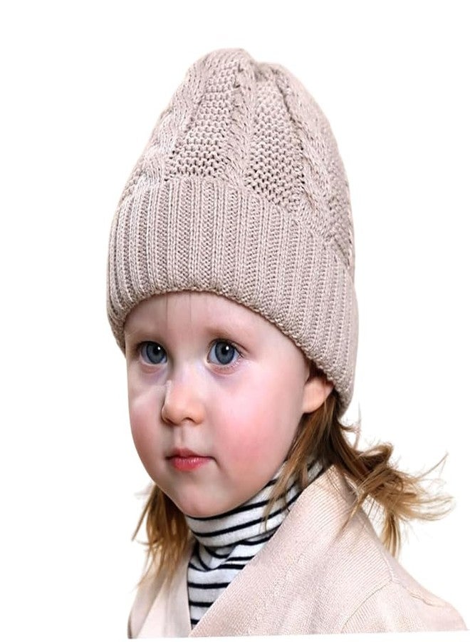 Richmen Baby Beanie Hat, Cute Cat Warm Toddlers Winter Hat, Double Pom Pom Beanies for Boys & Girls Woolen Knitted Cap (Brown) - Image 1