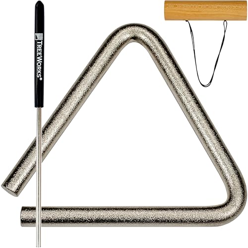 TreeWorks Chimes 4" Triangle Percussion Musical Instrument — MADE IN U.S.A. — with Beater/Striker and Holder, Professional Studio-Grade - Image 1