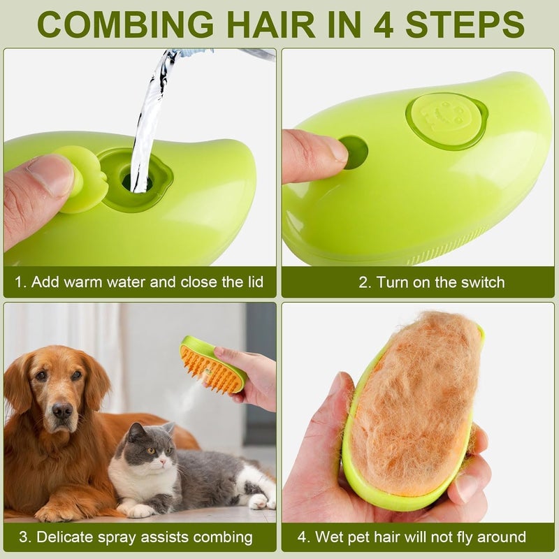 RAMPKD Cat Steam Brush, Dog Steam Brush, Steam Brush for Cats and Dogs, 3 In 1 Steamy Pet Brush, Steaming Pet Hair Brush, Cat and Dog Comb with Steam, Pet Grooming Brush for Cats (Random Color) - Image 3
