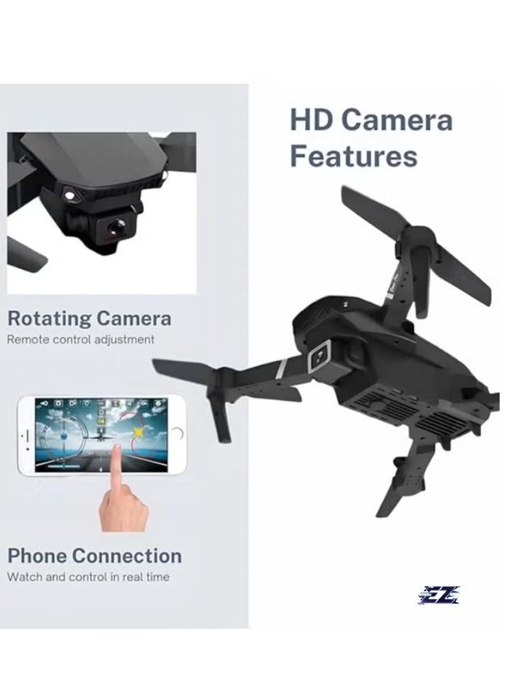 ELTRAZONE E88 Drone with HD Camera – Black, Foldable Design, WiFi Live Photo & Video, Remote Control with Screen, Ideal for Kids & Adults – Compact, Easy-to-Fly, Perfect for Outdoor Adventures and Aerial Photography - Image 2