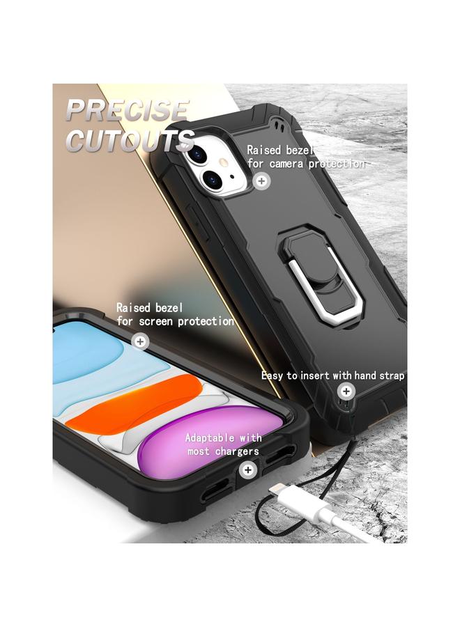 اس-توب جراب لهاتف iPhone 11 PC + جراب مطاطي مقاوم للصدمات بثلاث طبقات مع حامل دوار - Image 4