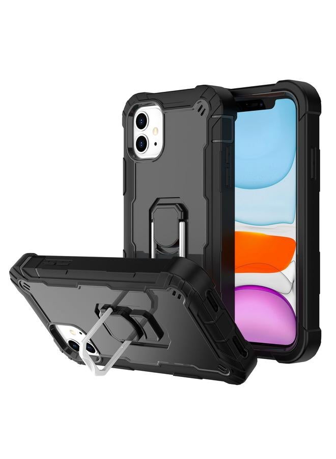 اس-توب جراب لهاتف iPhone 11 PC + جراب مطاطي مقاوم للصدمات بثلاث طبقات مع حامل دوار - Image 1