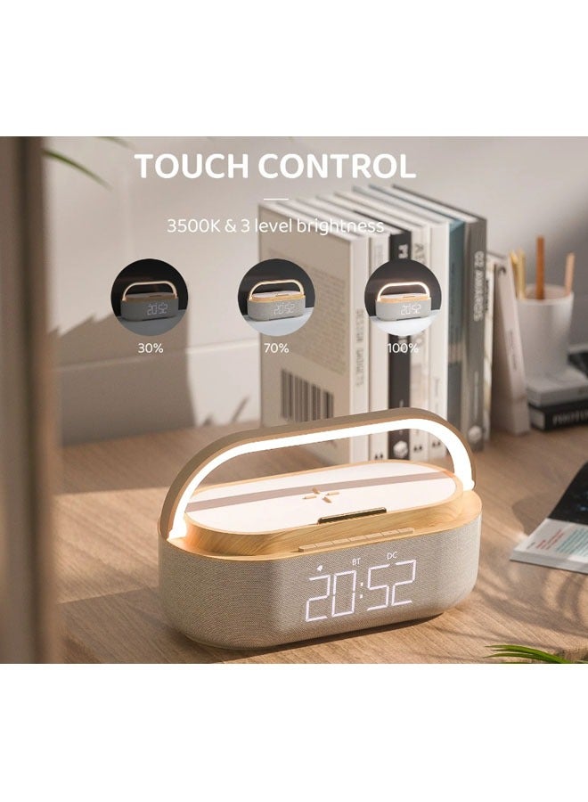 Digital Clock Alarm Clock with Bluetooth Speaker, Night Light, Wireless Charger, Dual Speakers, Adjustable Loud Alarm Sound, Snooze, Dimmable LED Display - Image 5