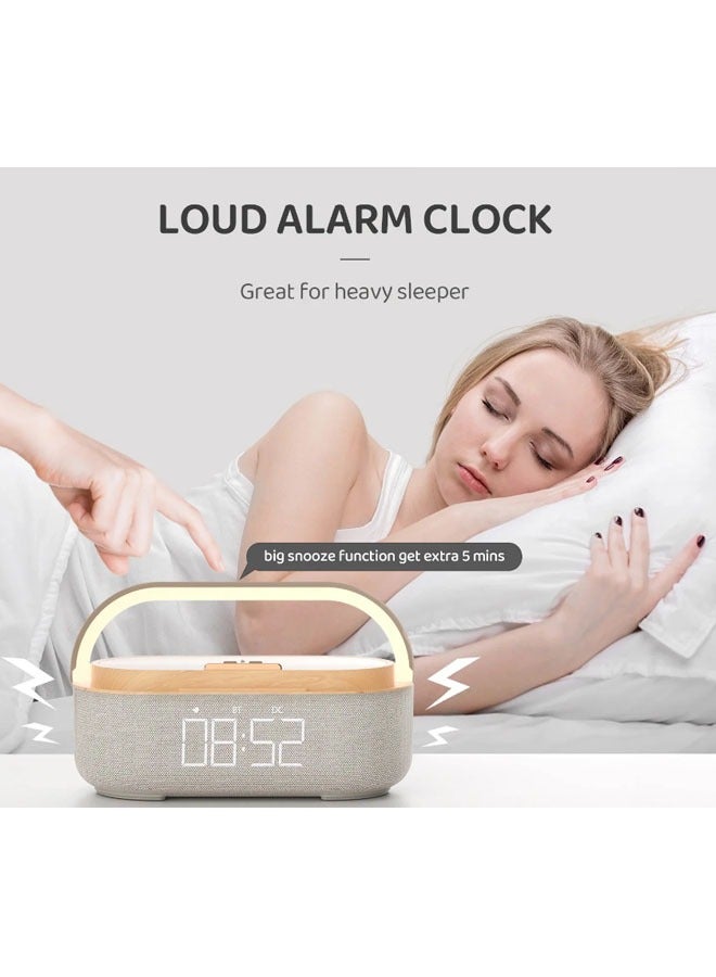 Digital Clock Alarm Clock with Bluetooth Speaker, Night Light, Wireless Charger, Dual Speakers, Adjustable Loud Alarm Sound, Snooze, Dimmable LED Display - Image 3