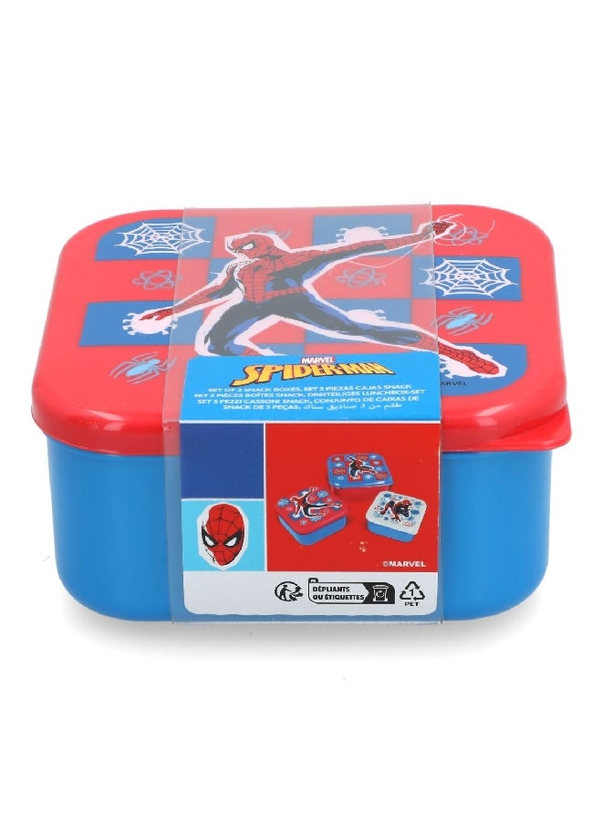 STOR 3-Piece Spiderman Theme Square Shaped Plastic Nesting Snack Box Set Multicolour 6 x 12 x 12 cm  - Image 1