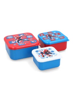 STOR 3-Piece Spiderman Theme Square Shaped Plastic Nesting Snack Box Set Multicolour 6 x 12 x 12 cm  - Image 5