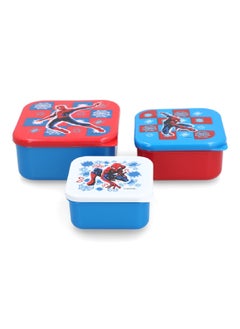 STOR 3-Piece Spiderman Theme Square Shaped Plastic Nesting Snack Box Set Multicolour 6 x 12 x 12 cm  - Image 4