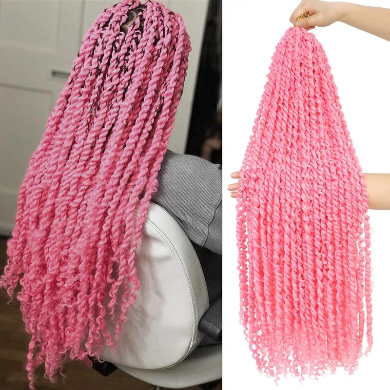 Passion Twist Hair 30inch Pink Pretwisted Passion Twist Crochet Hair 1Pack Light Pink Long Passion Twist HairPreLooped Water Wave Synthetic Natural Curly Braid Hair Extensions
