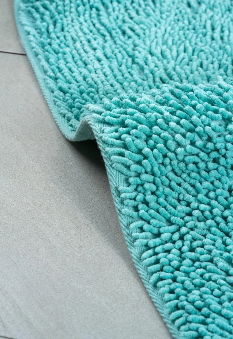 Bluenity Langkawi Natural Cotton 2-Piece Bath Mat Set 60X100+50X60 cm - Turquoise Blue