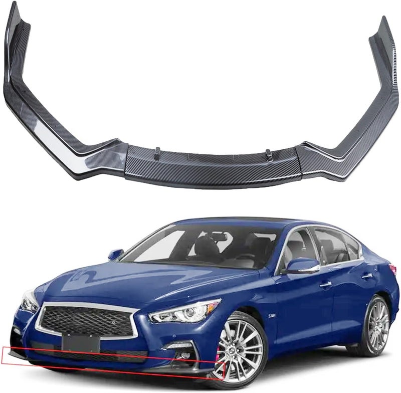 MUCO Front Bumper Lip Spoiler for Infiniti Q50 Sport (2018-2022) - Carbon Fiber Look - Image 1