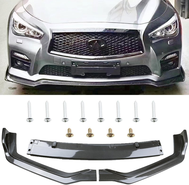 MUCO Front Bumper Lip Spoiler for Infiniti Q50 Sport (2018-2022) - Carbon Fiber Look - Image 2