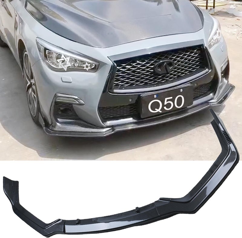 MUCO Front Bumper Lip Spoiler for Infiniti Q50 Sport (2018-2022) - Carbon Fiber Look - Image 3