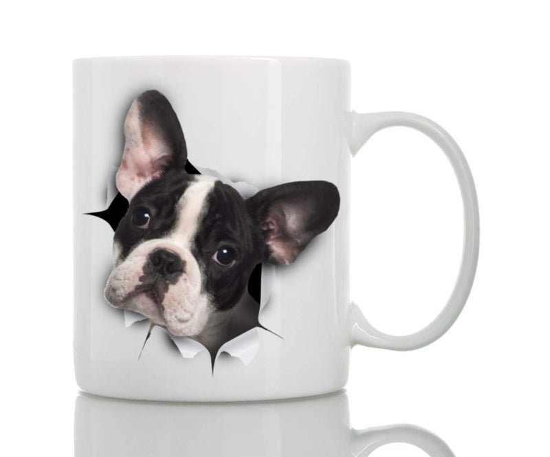 Winston Bear Black White French Bulldog Mug Ceramic Funny Frenchie Coffee Mug Gift For Dog Lovers Cute Novelty Frenchie Themed Cup for Dog Mom and Dad 15oz