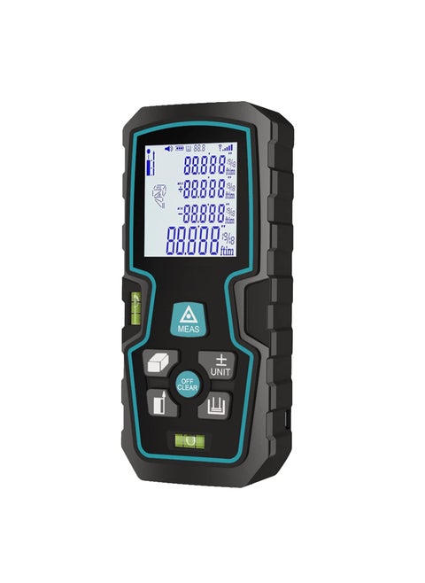 INKBIRDPLUS Laser Measure Digital Laser Distance Meter Backlit LCD 4 Units 10 Groups History Data Mute Mode Continuous Measuring Pythagorean Distance Area and Volume Blue Edge