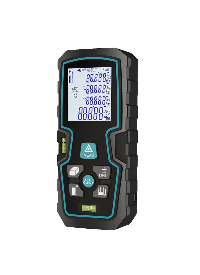 INKBIRD INKBIRDPLUS Laser Measure Digital Laser Distance Meter Backlit LCD 4 Units 10 Groups History Data Mute Mode Continuous Measuring Pythagorean Distance Area and Volume Blue Edge  - Image 1