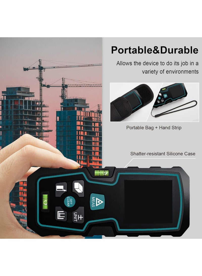 INKBIRD INKBIRDPLUS Laser Measure Digital Laser Distance Meter Backlit LCD 4 Units 10 Groups History Data Mute Mode Continuous Measuring Pythagorean Distance Area and Volume Blue Edge  - Image 5
