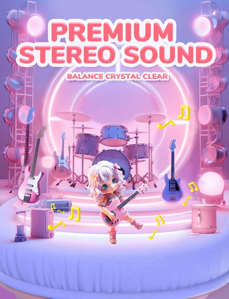 iClever Kids Headphones with Cord, 85dBA Safe Volume Wired Headphonesf or Kid, Stereo Sound Foldable Adjustable, 3.5mm Jack, Over Ear Child Headphone for School/Boys/Girls/iPad/Tablet/Travel, Pink - Image 3