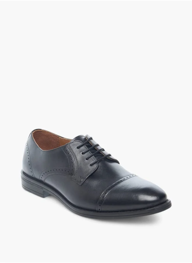 DUCHINI Mens Solid Lace-Up Derby Shoes