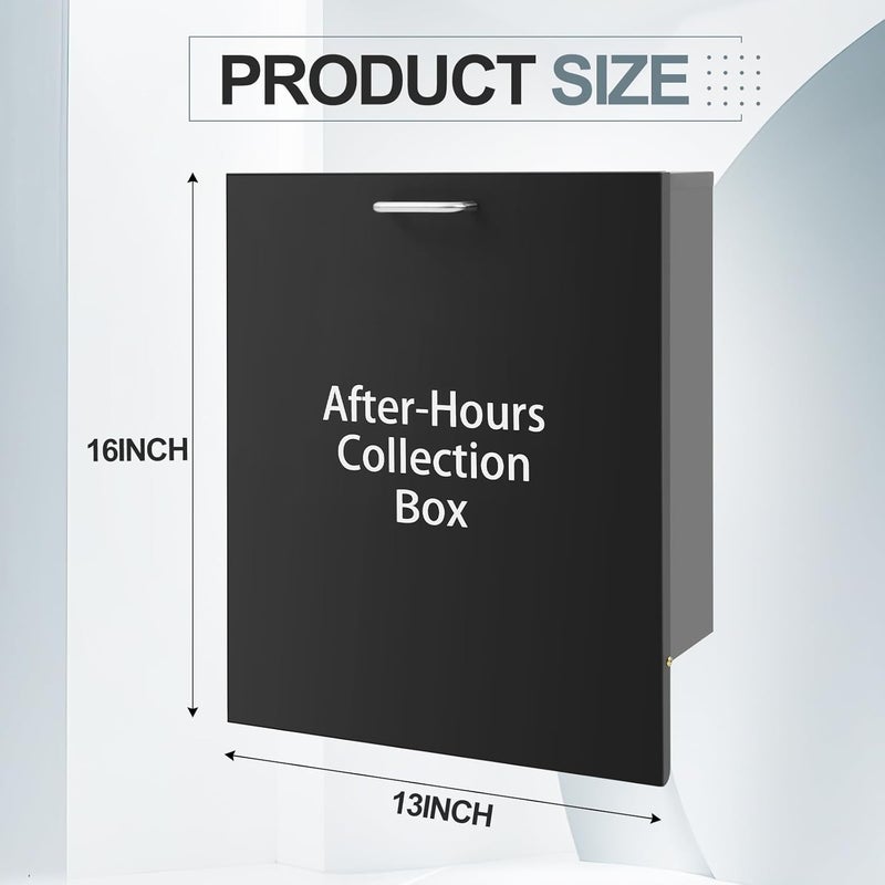 Canchiing After Hours Drop Collection Boxes 16" x 13" x 4" Standard Night Box with Lock and Key, Items Key Document Collected Mailbox for Auto Shop Repair Service Apartments Offices Outside Businesses - Image 2
