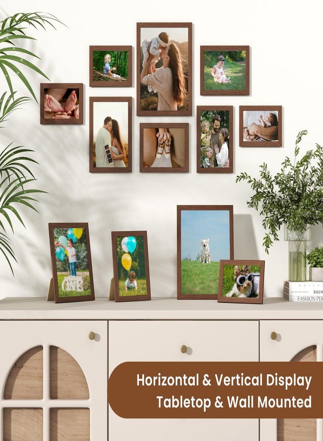Heimlove مجموعة إطارات صور مجمعة من خشب الجوز من هايملوف، 12 إطارًا: اثنان مقاس 8×10، اثنان مقاس 6×8، أربعة مقاس 5×7، وأربعة مقاس 4×6. مجموعة إطارات جدارية للعرض على الحائط أو على سطح الطاولة. - Image 4