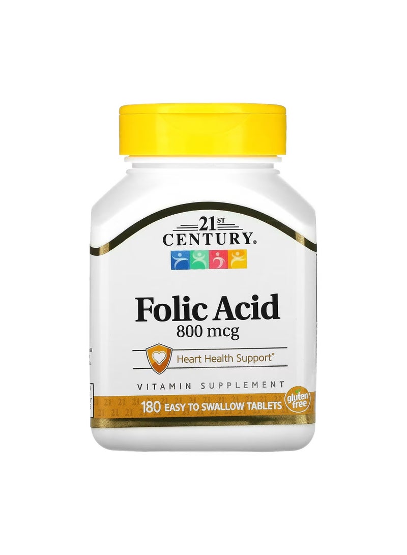 21st Century Folic Acid 800 mcg 180 Easy to Swallow Tablets - Image 1