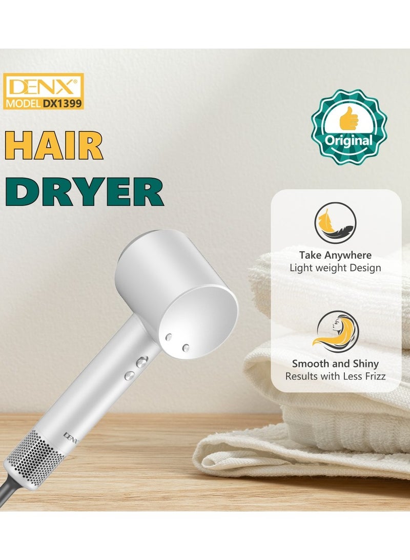 DENX Professional Hair Dryer 1600W with a Powerful 110,000 RPM High-Speed Motor – Full Control with 3 Speeds and 3 Heat Levels – Hot & Cold Air Function – Modern Lightweight Design for Fast, Damage-Free Drying – Ideal Performance for Daily Use - Image 5