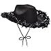 Juvolicious Black Cowgirl Hat Medium Adjustable Sparkly Feathered Costume Cowboy Hat for Women Men Western Party Accessory - Image 3