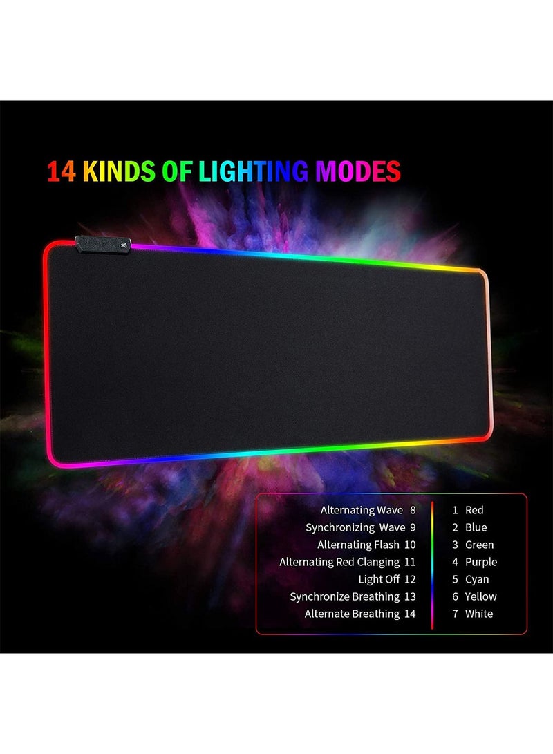 LIMOS RGB Gaming Mouse Pad Mat Large Extended Led with 14 Lighting Modes 2 Brightness & Waterproof Coating  - Image 4