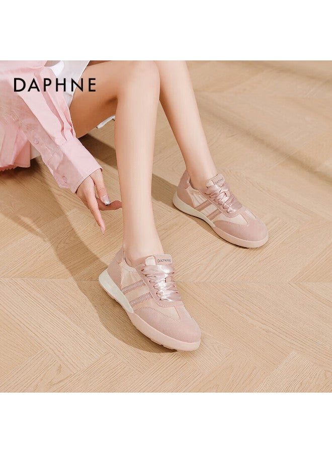 Daphne Ballet Flats For Women, Spring And Autumn 2025 Versatile Thick-soled Sneakers, Height-increasing Casual Sports Shoes, Pink, Size 38 - Image 1