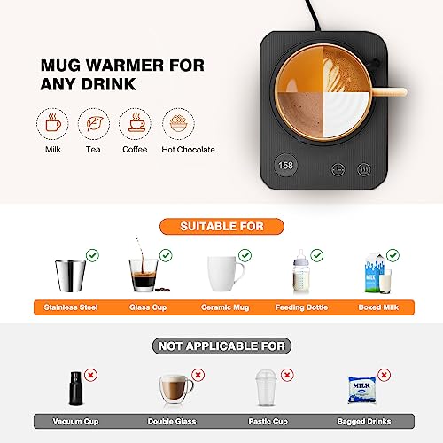 Lesipee Coffee Mug Warmer, Electric Coffee Warmer with Auto Shut Off for Office Desk, Candle Warmer with 3 Temperature, Beverage Warmer for Cocoa, Birthday Gifts - Image 4