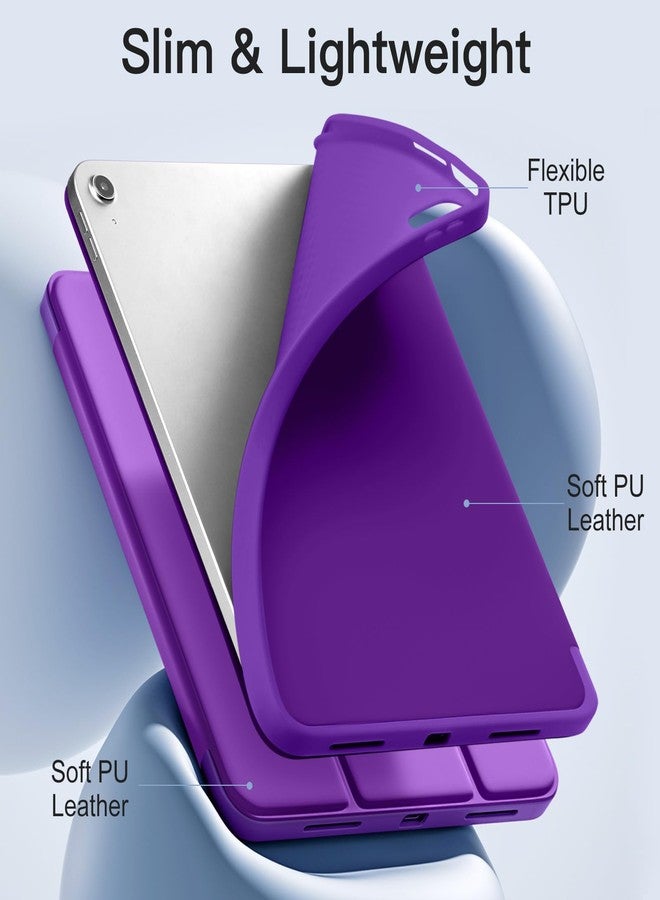 Akkerds جراب Akkerds متوافق مع iPad (A16) الجيل الحادي عشر 11 بوصة 2025، وجراب iPad الجيل العاشر 10.9 بوصة 2022 مع حامل قلم، غطاء حماية ثلاثي الطي رفيع مع ظهر TPU ناعم، بنفسجي - Image 5