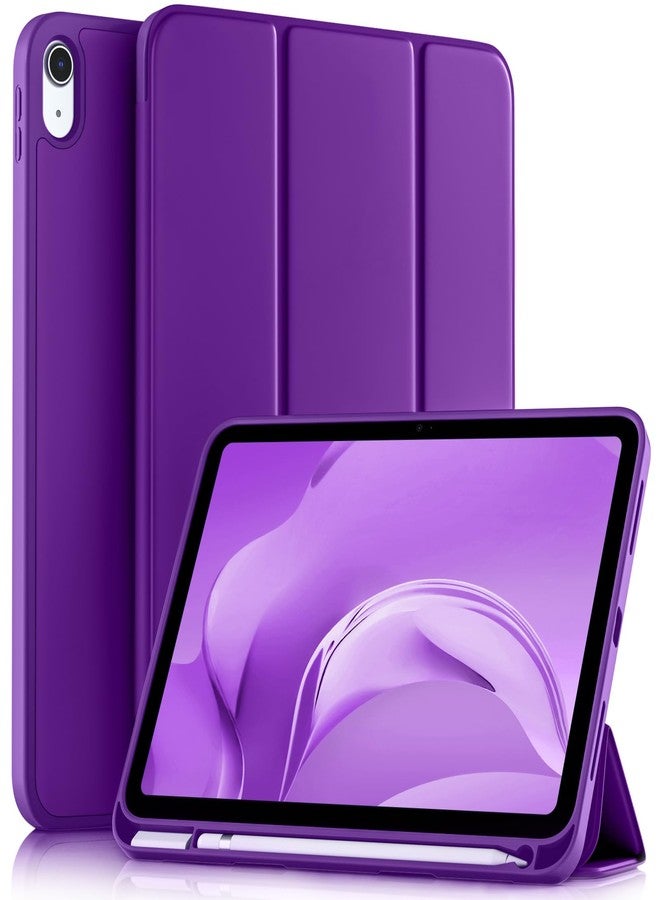 Akkerds جراب Akkerds متوافق مع iPad (A16) الجيل الحادي عشر 11 بوصة 2025، وجراب iPad الجيل العاشر 10.9 بوصة 2022 مع حامل قلم، غطاء حماية ثلاثي الطي رفيع مع ظهر TPU ناعم، بنفسجي - Image 1