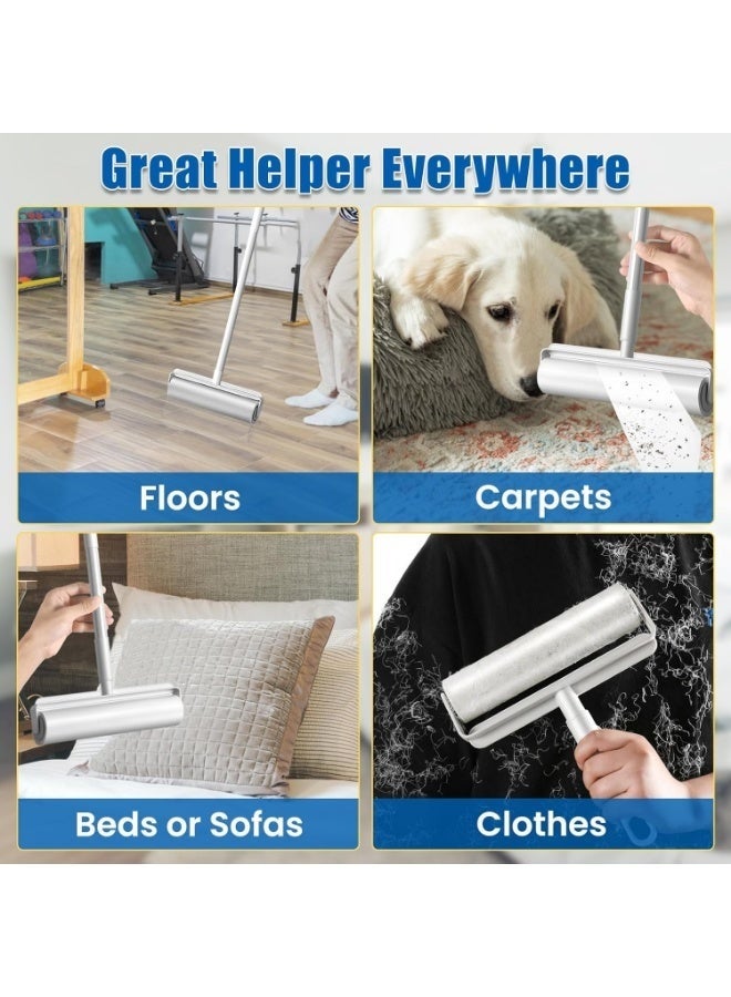 Adjustable Length Lint Rollers with 3 Refill Rolls, Portable Pet Hair Extra Sticky Floor with Long Handle,Multi-Purpose Carpet Cleaner for Cat Dog,9.45 in Super Sticky Lint Rollers for Pets,for Cleaning Carpet,Floor,Couch (180 Sheets ) - Image 5