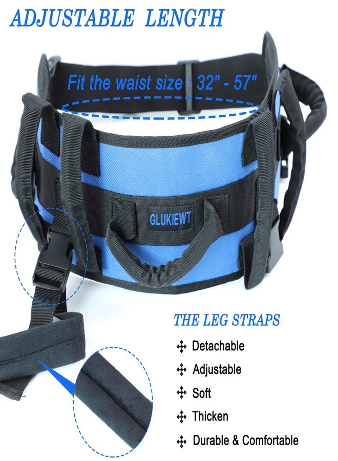 GLUKIEWT Gait Belt with Handles and Leg Strap for Seniors Transfer Lift Belts for Elderly Widen Mobility Gate Belt Medical Aid Walking Support Belts with Quick Release Buckle Fit 34" -57" Waist - Image 5