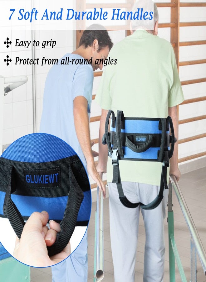 GLUKIEWT Gait Belt with Handles and Leg Strap for Seniors Transfer Lift Belts for Elderly Widen Mobility Gate Belt Medical Aid Walking Support Belts with Quick Release Buckle Fit 34" -57" Waist - Image 2