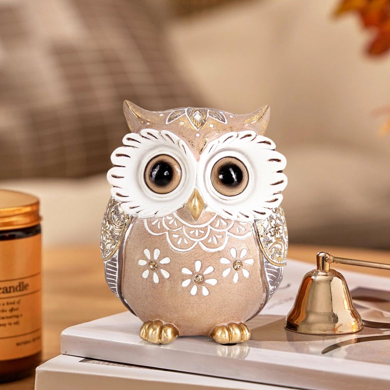 Leekung Owl Figurine Home Decor,Owl Statues and Sculptures for Shelf Decor Accents,Boho Owls Decorations for Bookshelf Bedroom Living Room Office Table Decor,Animal Gifts for Bird Lovers Women - Image 1