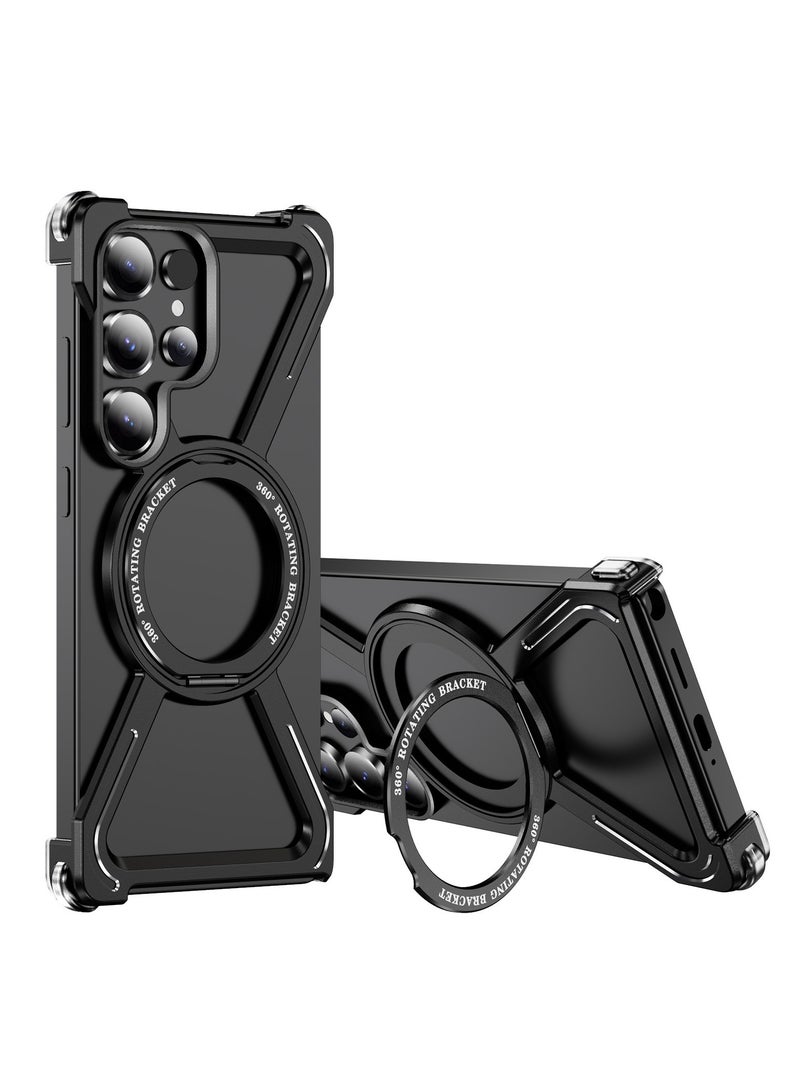 general Suitable for Samsung S25Ultra/S24Ultra/S23Ultra metal magnetic rotating bracket mobile phone case anti-fall protective cover