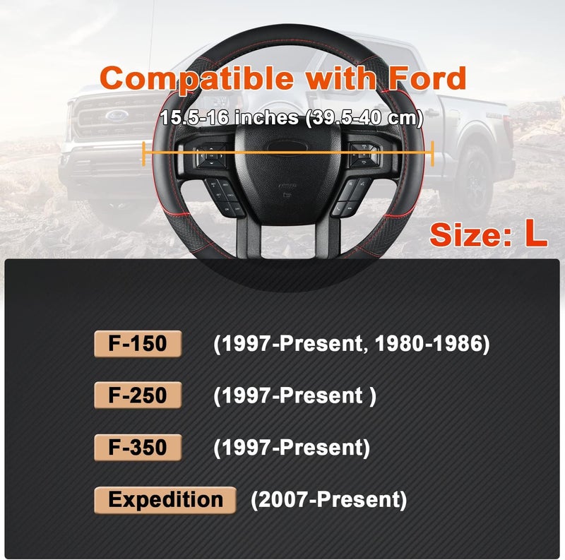 GIANT PANDA غطاء عجلة القيادة من لسيارات Ford F150 F250 F350 Expedition - أسود - Image 2