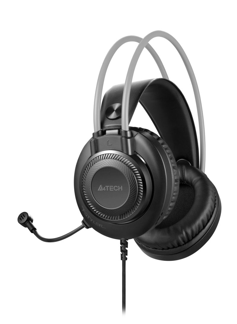 Fstyler Confrenece Usb On Ear Headphone FH-200U, Dsp Sterio With Noise Canceling Mic, Tangle-Free Braided Cable, For Windows 7/8/8.1/10, Mac OS X, Grey