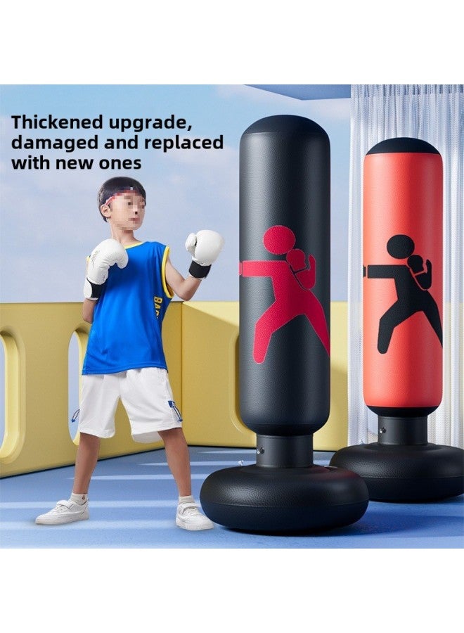 Children's Tumbler Boxing Column Sandbag Inflatable Sandbag Sanda Household Vertical Kids Toy Boxing Training Cool-Color:Upgraded Thickened And Durable Leather [1.6m Red] Comes With Air Pump + Children's Boxing Gloves  - Image 5