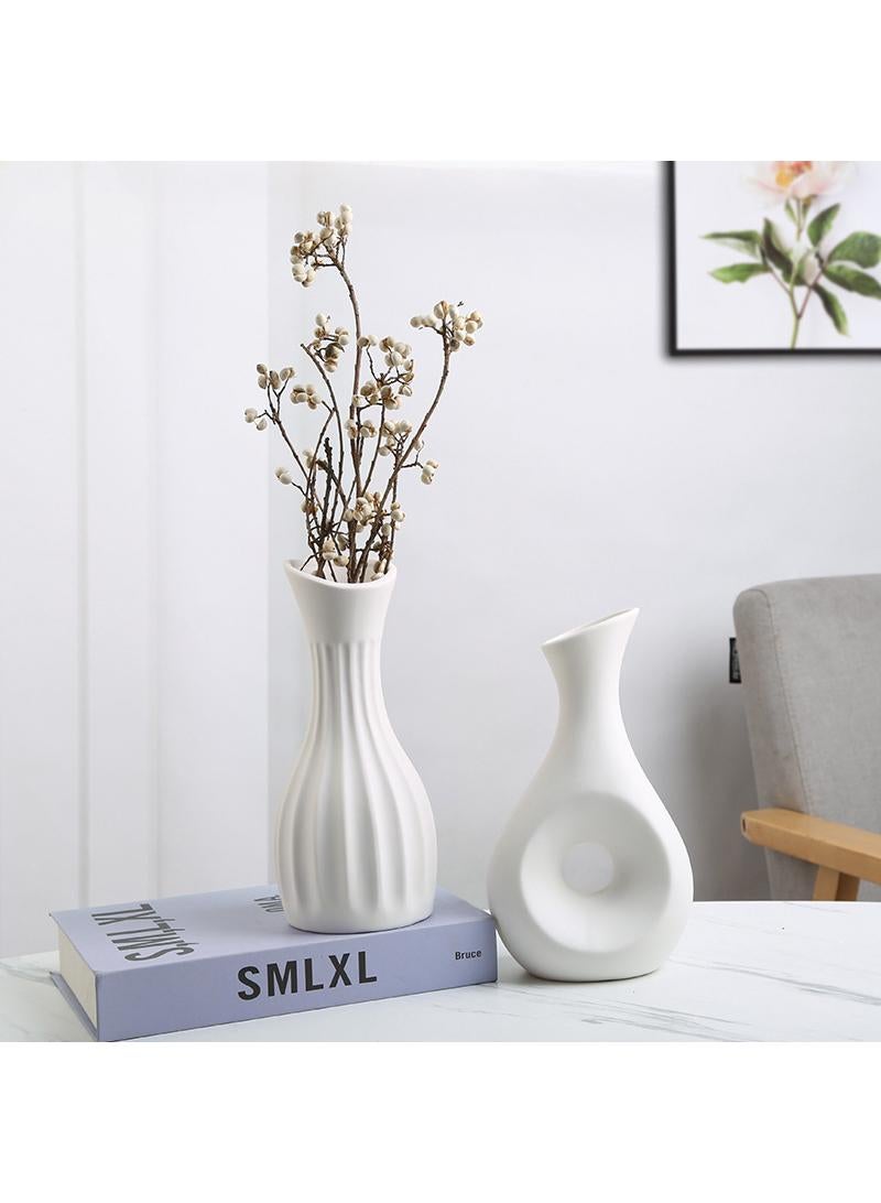 Bluejw Nordic Style Deco Art Home Simple Striped Ceramic Dried Vase - Image 2