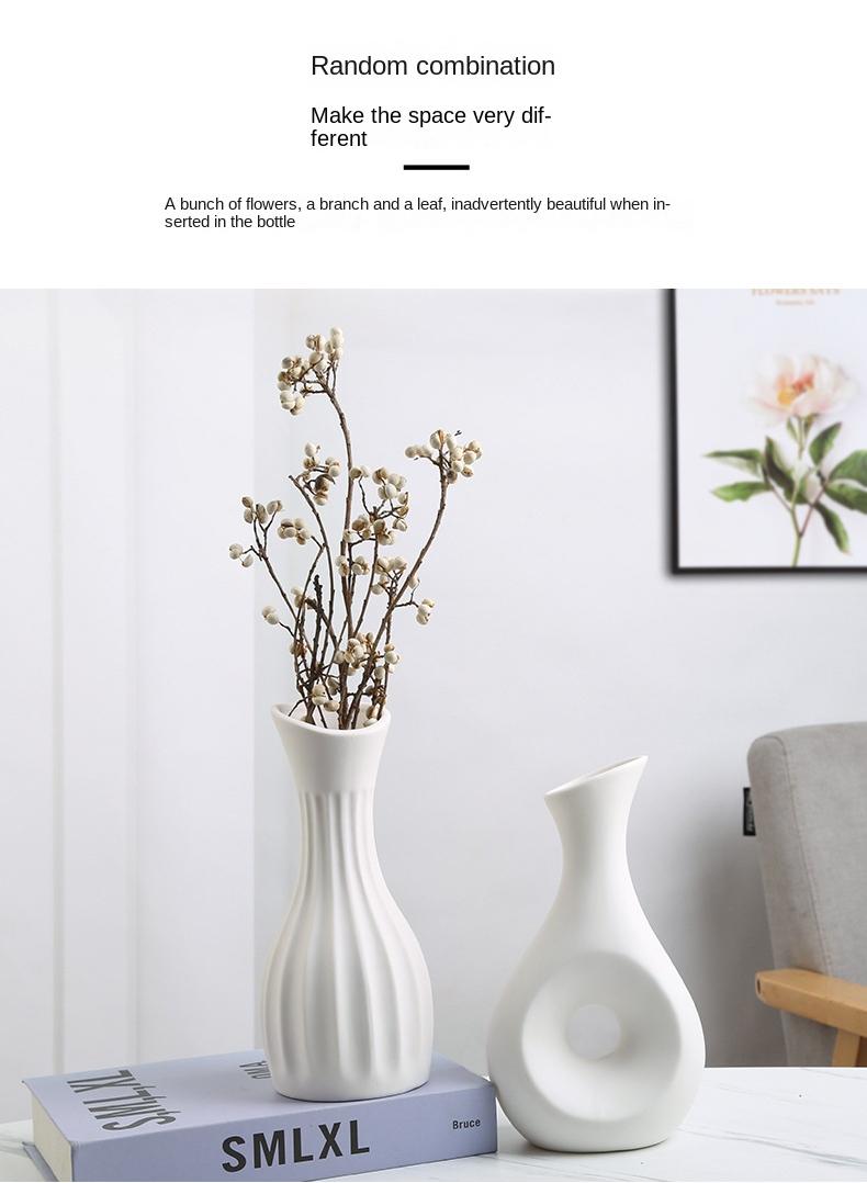 Bluejw Nordic Style Deco Art Home Simple Striped Ceramic Dried Vase - Image 3