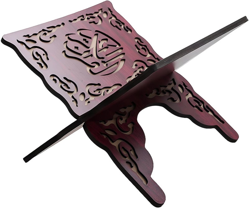 Wooden Quran Book Stand Eid Ramadan Holy Book Stand Religious Book Shelf Islamic Prayer Book Holder Muslim Festival Gifts Black Wooden Sacred Muslim Text Holder - Image 1