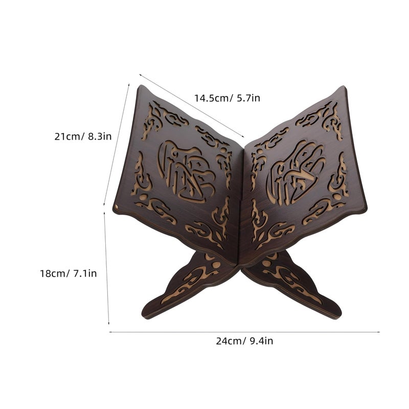 Wooden Quran Book Stand Eid Ramadan Holy Book Stand Religious Book Shelf Islamic Prayer Book Holder Muslim Festival Gifts Black Wooden Sacred Muslim Text Holder - Image 5