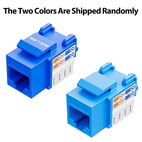 Iwillink 10Gbps Cat6 Keystone Jack 10-Pack, RJ45 90-Degree Ethernet Coupler, Punch Down Adapter (Blue) - Image 2