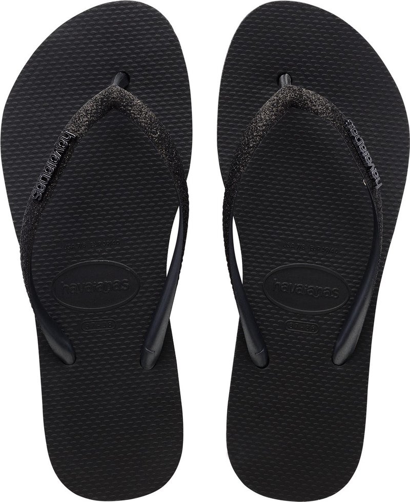havaianas صنادل نسائية سوداء هاف. منصة رفيعة متلألئة - Image 2