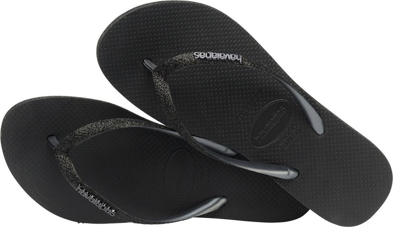 havaianas صنادل نسائية سوداء هاف. منصة رفيعة متلألئة - Image 4