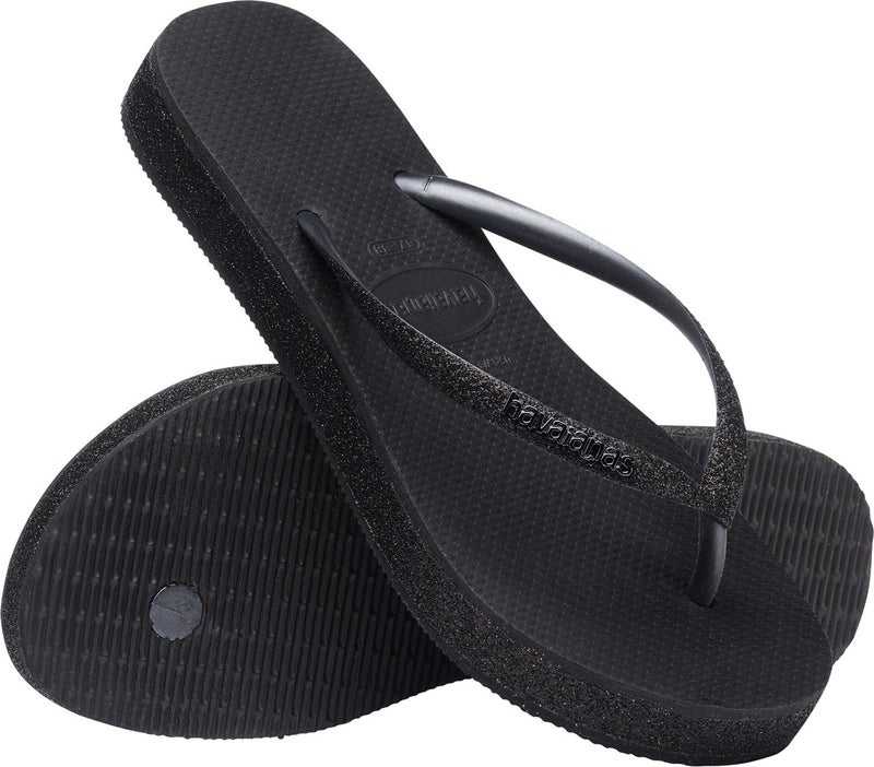 havaianas صنادل نسائية سوداء هاف. منصة رفيعة متلألئة - Image 5