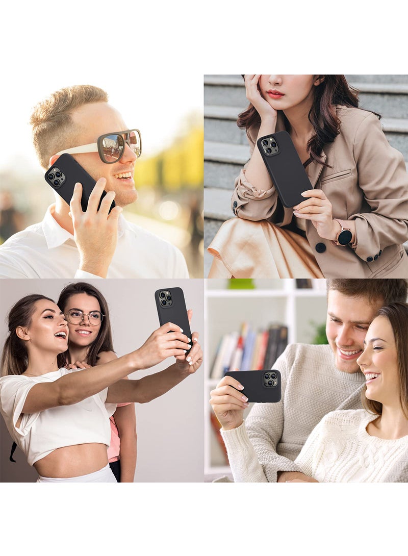 3 in 1 Phone Case Compatible with iPhone 14 6.1 Inch Slim Liquid Silicone 3 Layers Full Covered Soft Gel Rubber Case Cover Black 5Pcs Set - Image 5