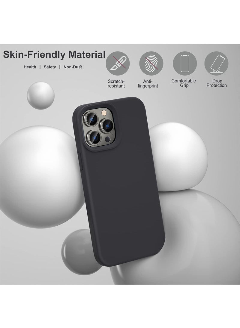 3 in 1 Phone Case Compatible with iPhone 14 6.1 Inch Slim Liquid Silicone 3 Layers Full Covered Soft Gel Rubber Case Cover Black 5Pcs Set - Image 4